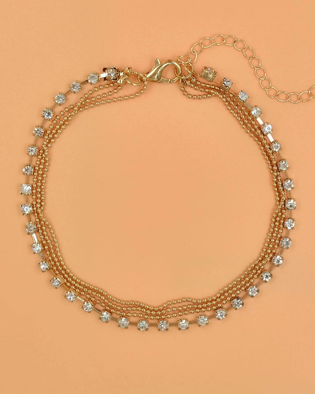 Einfache Strass Cup Chain Handanklet Persönlichkeit Mehrschichtige Perlenkette - ellashop.store
