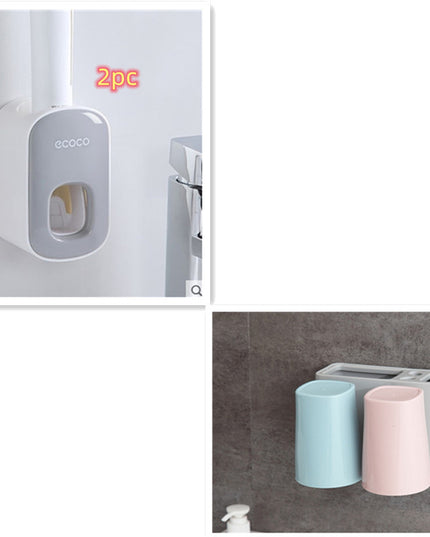 An der Wand montierter automatischer Zahnpastahalter Badezimmerzubehör-Set Spender - ellashop.store