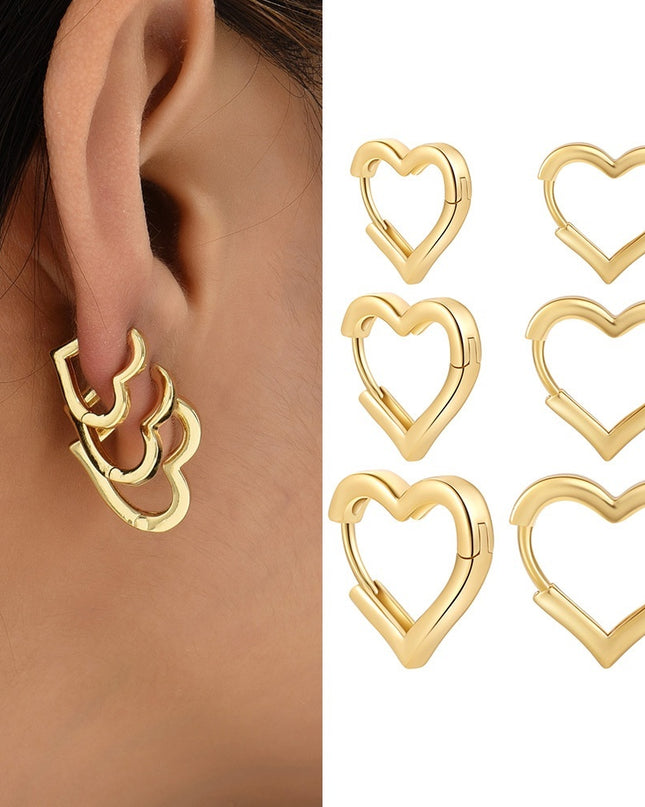 Women's Simple Hollow Five-pointed Star Heart Earrings - ellashop.store
