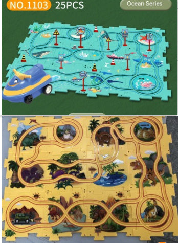 Kinder Puzzle Elektrische Eisenbahn Speeder DIY Montage Elektrische Auto Automatische Schiene Stadt Szene Bau Bildung Spielzeug Geschenk - ellashop.store