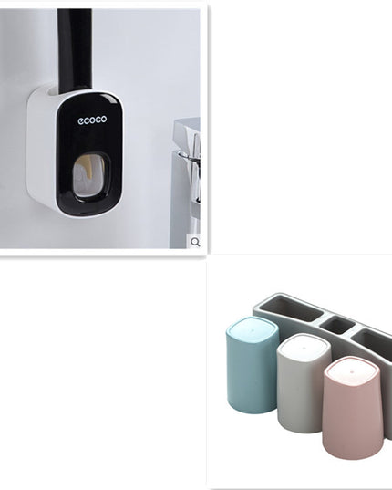 An der Wand montierter automatischer Zahnpastahalter Badezimmerzubehör-Set Spender - ellashop.store