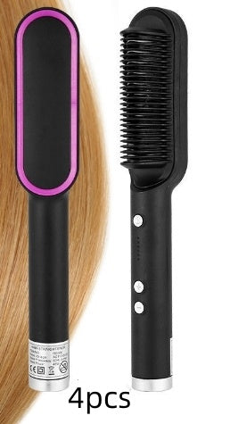 Neu 2 In 1 Haarglätter Heißer Kamm Negative Ionen Curling Tong Dual-zweck Elektrische Haar - ellashop.store