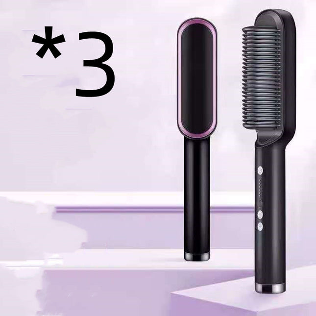 Neu 2 In 1 Haarglätter Heißer Kamm Negative Ionen Curling Tong Dual-zweck Elektrische Haar - ellashop.store