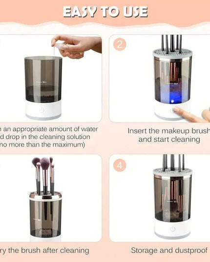 Make-up-Pinsel-Reiniger, automatischer rotierender Make-up-Pinsel-Reiniger, tragbarer elektrischer Kosmetik-Make-up-Pinsel-Rotationswaschmaschine - ellashop.store