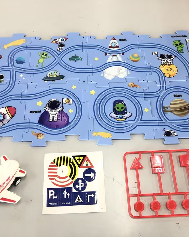 Kinder Puzzle Elektrische Eisenbahn Speeder DIY Montage Elektrische Auto Automatische Schiene Stadt Szene Bau Bildung Spielzeug Geschenk - ellashop.store