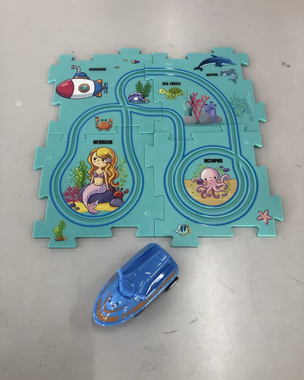 Kinder Puzzle Elektrische Eisenbahn Speeder DIY Montage Elektrische Auto Automatische Schiene Stadt Szene Bau Bildung Spielzeug Geschenk - ellashop.store