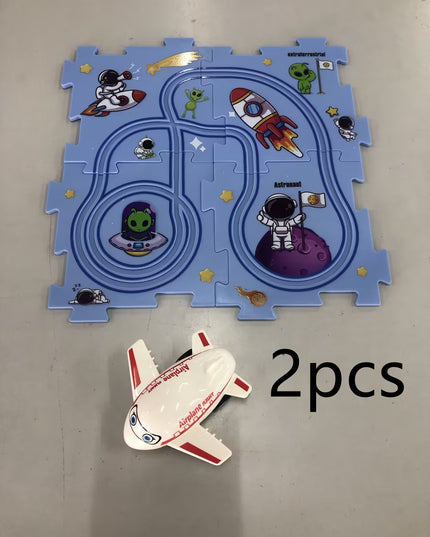 Kinder Puzzle Elektrische Eisenbahn Speeder DIY Montage Elektrische Auto Automatische Schiene Stadt Szene Bau Bildung Spielzeug Geschenk - ellashop.store