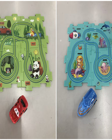 Kinder Puzzle Elektrische Eisenbahn Speeder DIY Montage Elektrische Auto Automatische Schiene Stadt Szene Bau Bildung Spielzeug Geschenk - ellashop.store