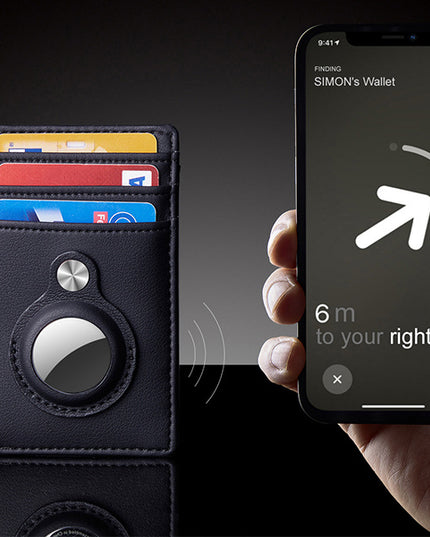 AirTag Wallet Anti Theft Bullet Card Bag Multi-functional Rfid Card Holder Men's Leather Slim Wallets For Airtag Air Tag - ellashop.store