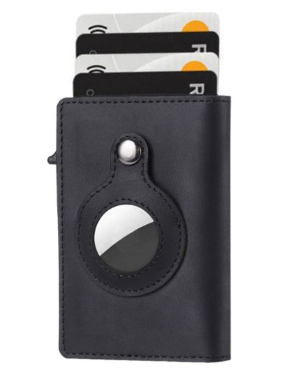AirTag Wallet Anti Theft Bullet Card Bag Multi-functional Rfid Card Holder Men's Leather Slim Wallets For Airtag Air Tag - ellashop.store