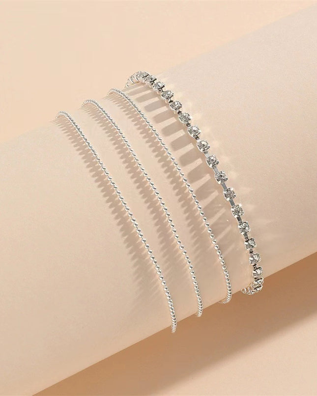 Einfache Strass Cup Chain Handanklet Persönlichkeit Mehrschichtige Perlenkette - ellashop.store