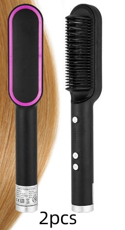 Neu 2 In 1 Haarglätter Heißer Kamm Negative Ionen Curling Tong Dual-zweck Elektrische Haar - ellashop.store