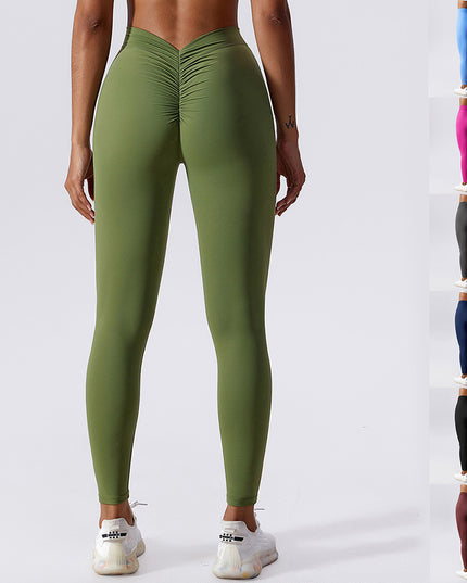 Schlanke Yoga-Fitnesshose, atmungsaktive, schnell trocknende Leggings, pfirsichfarbene Hüfthebehose für Damenbekleidung - ellashop.store