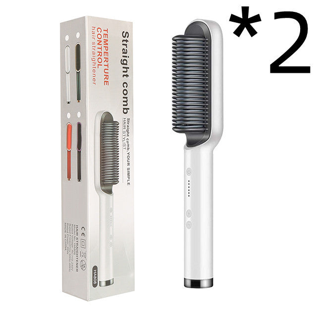Neu 2 In 1 Haarglätter Heißer Kamm Negative Ionen Curling Tong Dual-zweck Elektrische Haar - ellashop.store
