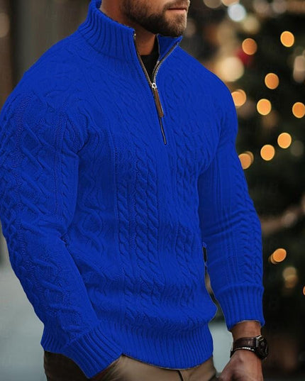 Herren Strickwaren Halbreißverschluss Mantel Einfarbig Verdrehter Verdickter Pullover - ellashop.store