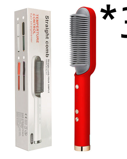 Neu 2 In 1 Haarglätter Heißer Kamm Negative Ionen Curling Tong Dual-zweck Elektrische Haar - ellashop.store