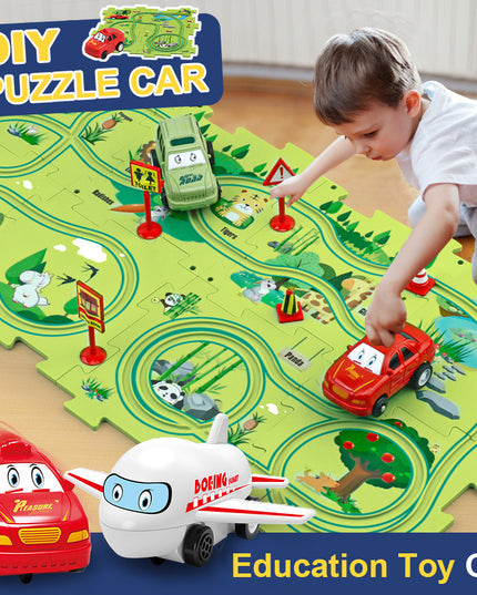 Kinder Puzzle Elektrische Eisenbahn Speeder DIY Montage Elektrische Auto Automatische Schiene Stadt Szene Bau Bildung Spielzeug Geschenk - ellashop.store